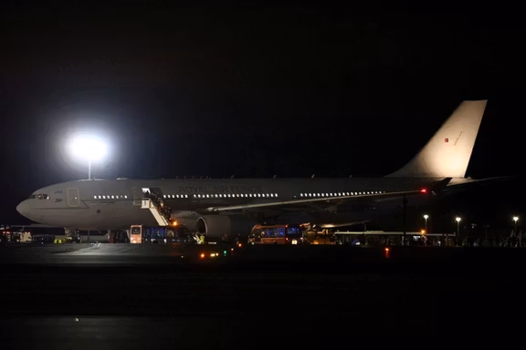 People disembark the RAF Voyager aircraft, upon arrival from Afghanistan, at the RAF Brize Norton, in Oxfordshire, Britain, August 17, 2021 
