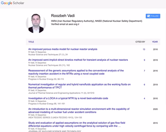 A screengrab from Rouzbeh (Roozbeh) Vadi's profile page at Google Scholar